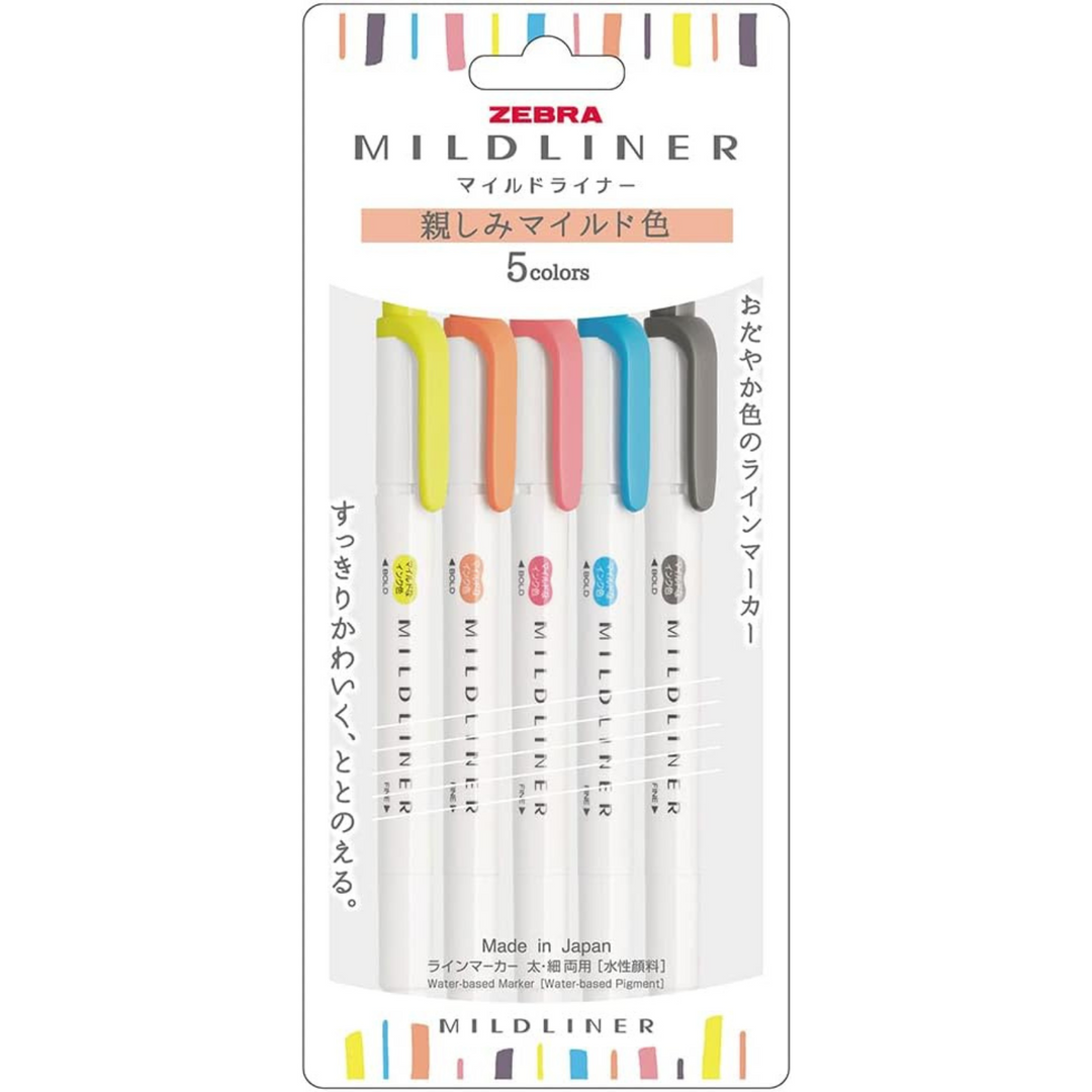 Zebra Mildliners - Destacadores 5 Colores