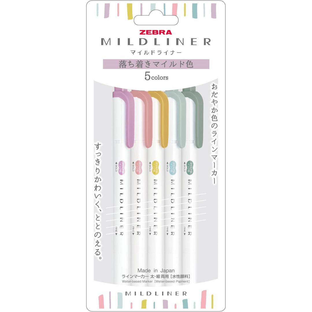 Zebra Mildliners - Destacadores 5 Colores