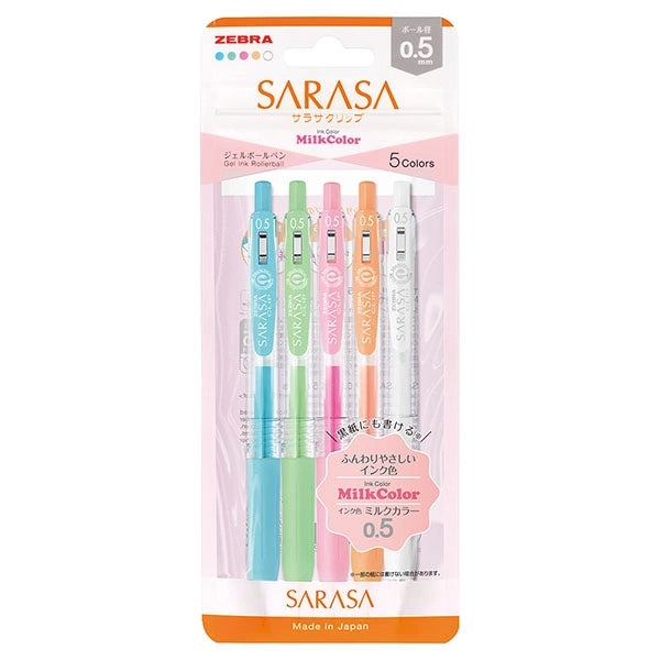 Zebra Sarasa Clip 5 Colores Milk