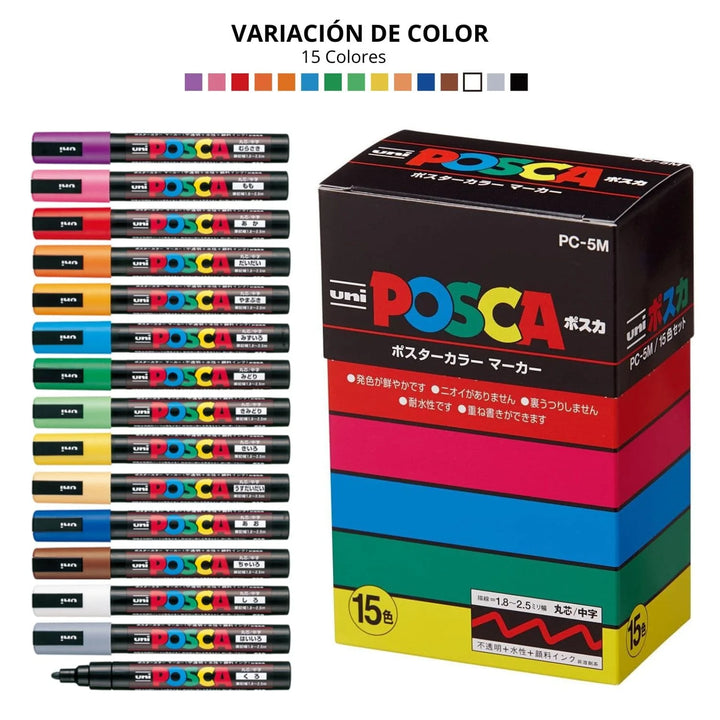Uni Posca 5M 15 Colores