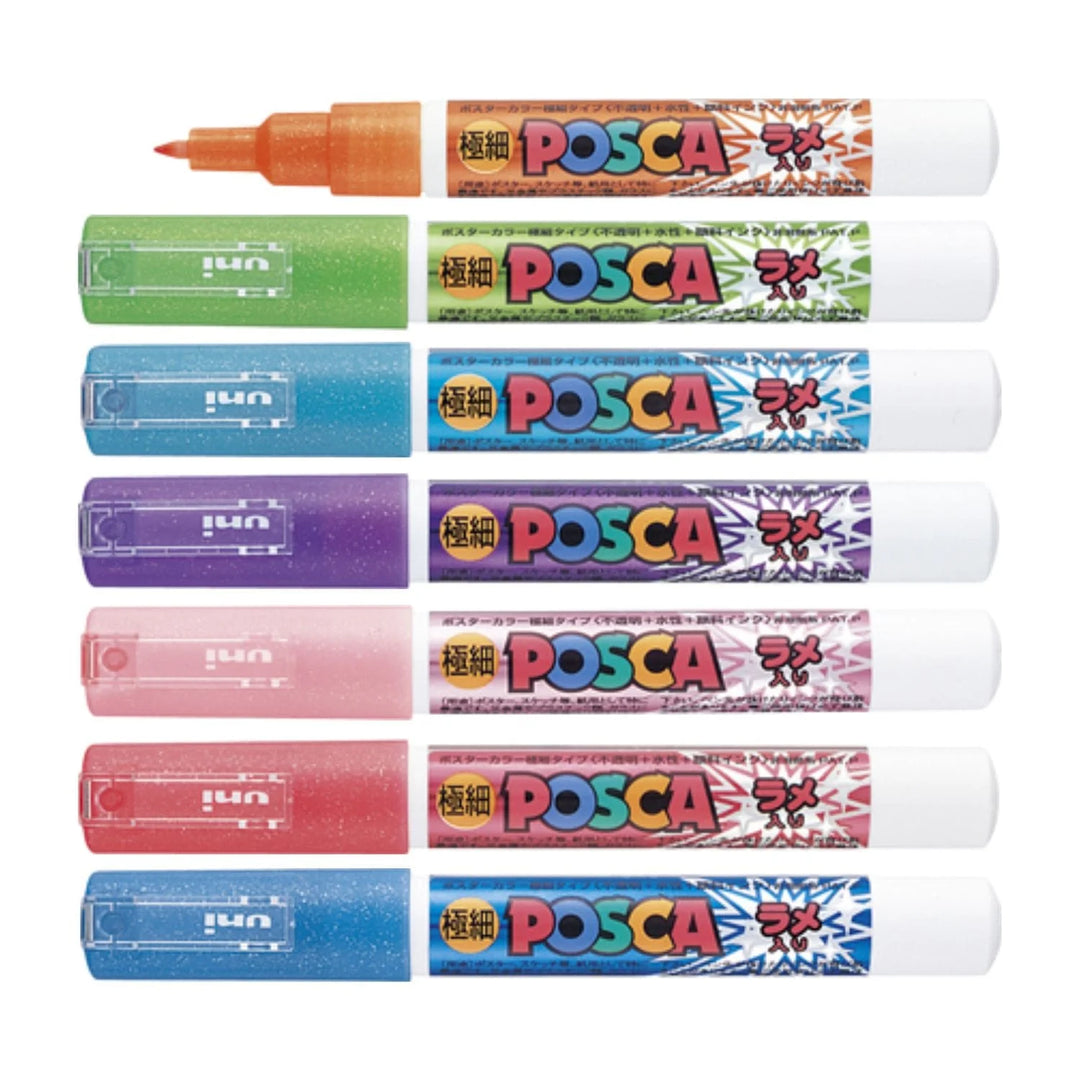 Uni Posca 1M 7 colores Glitter