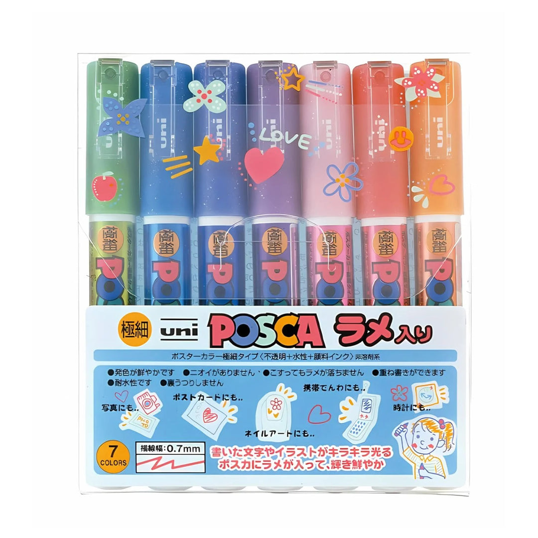 Uni Posca 1M 7 colores Glitter